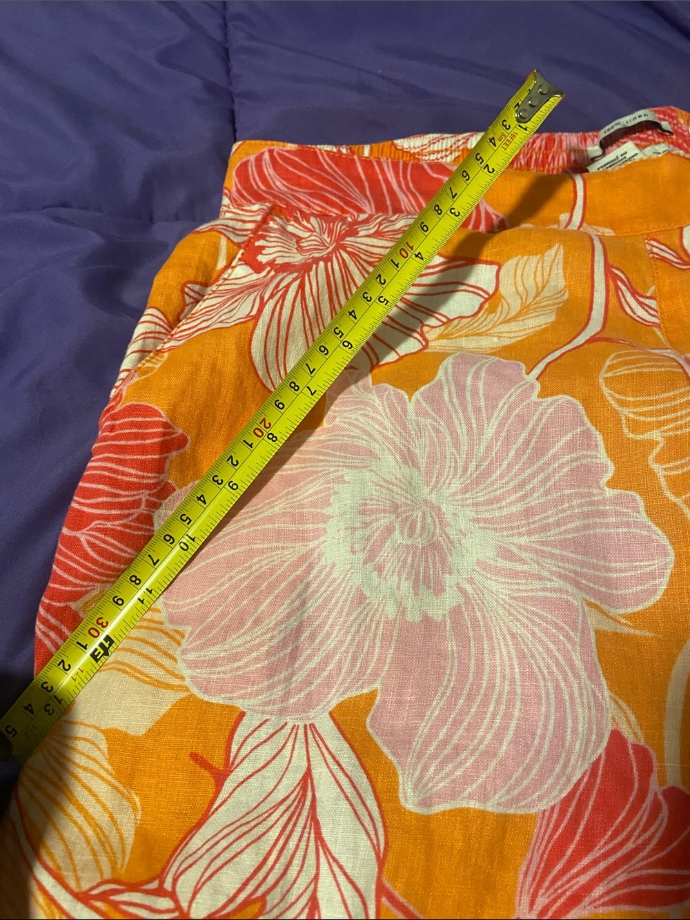 100% linen colorful wide leg pull on pants. Beach, resort, bold. - Picture 7 of 8